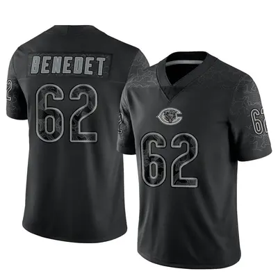 Men's Limited Theo Benedet Chicago Bears Black Reflective Jersey