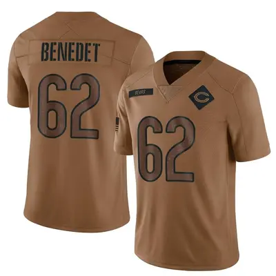 Men's Limited Theo Benedet Chicago Bears Brown 2023 Salute To Service Jersey