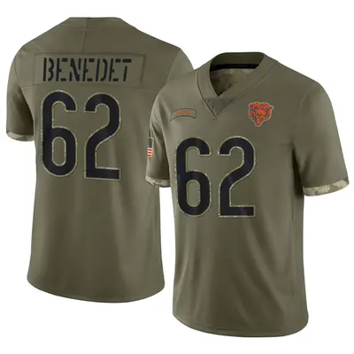 Men's Limited Theo Benedet Chicago Bears Olive 2022 Salute To Service Jersey