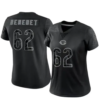 Women's Limited Theo Benedet Chicago Bears Black Reflective Jersey